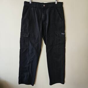 Wrangler Men's Twill Cargo Pants, 33x30 Black Utility Work Cotton (Tag 32x32)